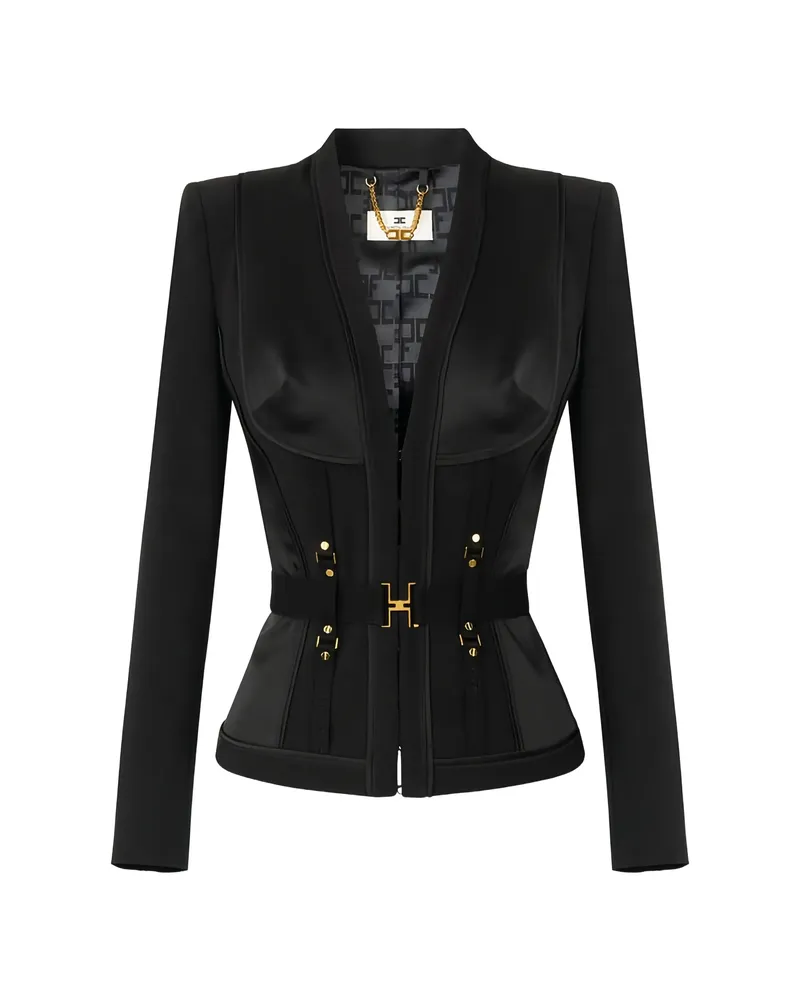 Elisabetta Franchi Bustier V-neck Jacket Black