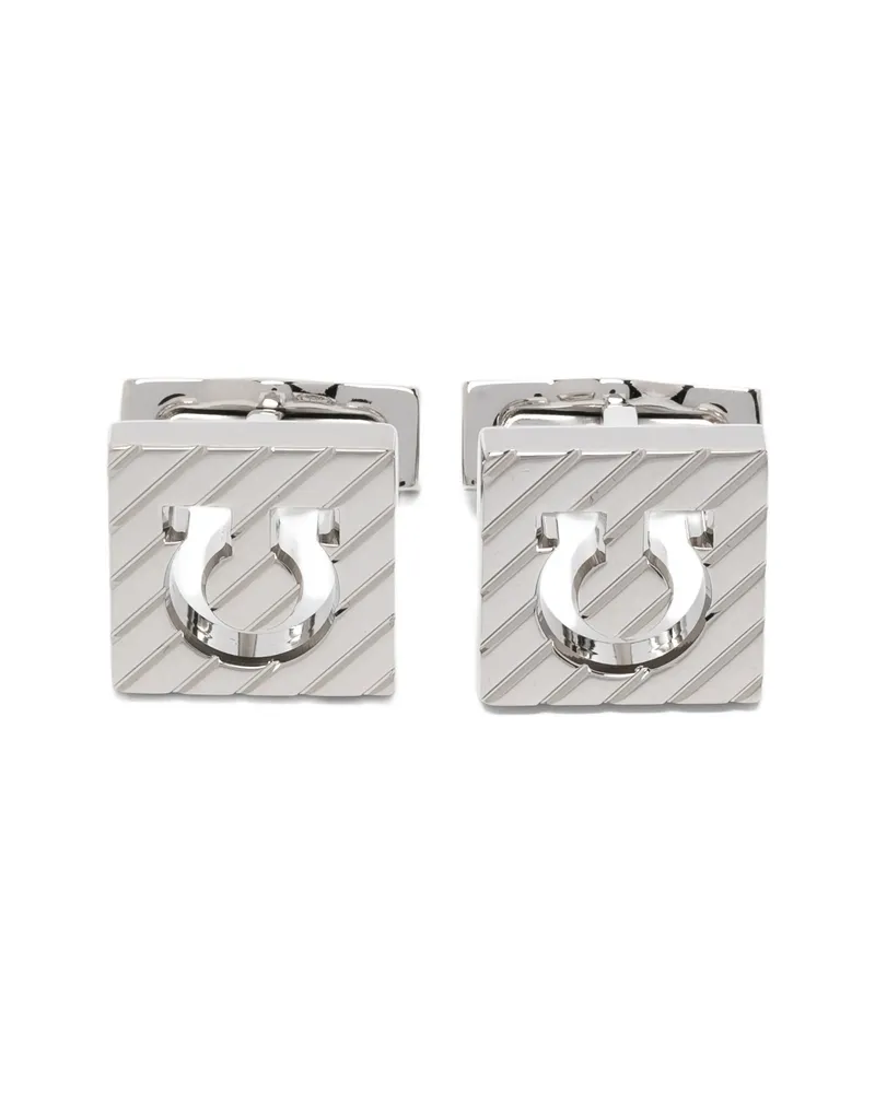 Ferragamo Gancini Engraved Cufflinks Silver