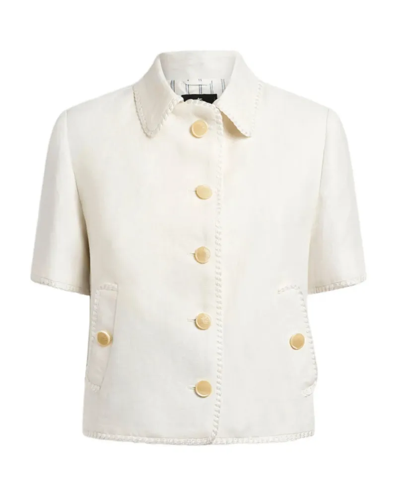Etro Pegaso-buttons Short-sleeve Cropped Jacket Neutrals