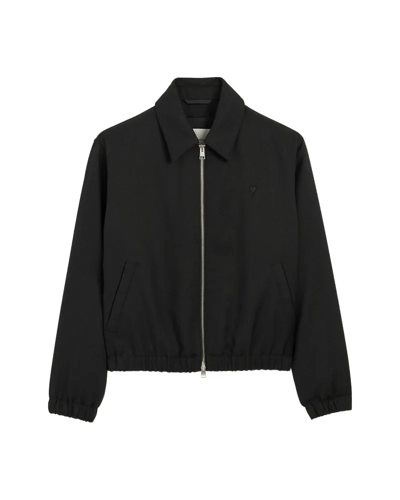 AMI Paris Wool Padded Jacket With Ami De Coeur Black