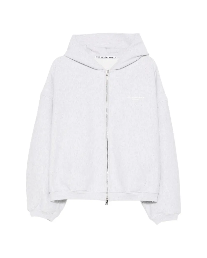 Alexander Wang Logo-print Zip-up Hoodie Grey