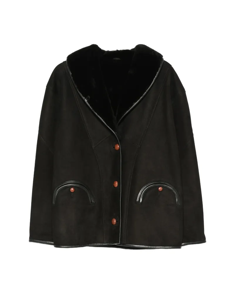 Blazé Milano Smiley Shearling-collar Jacket Black