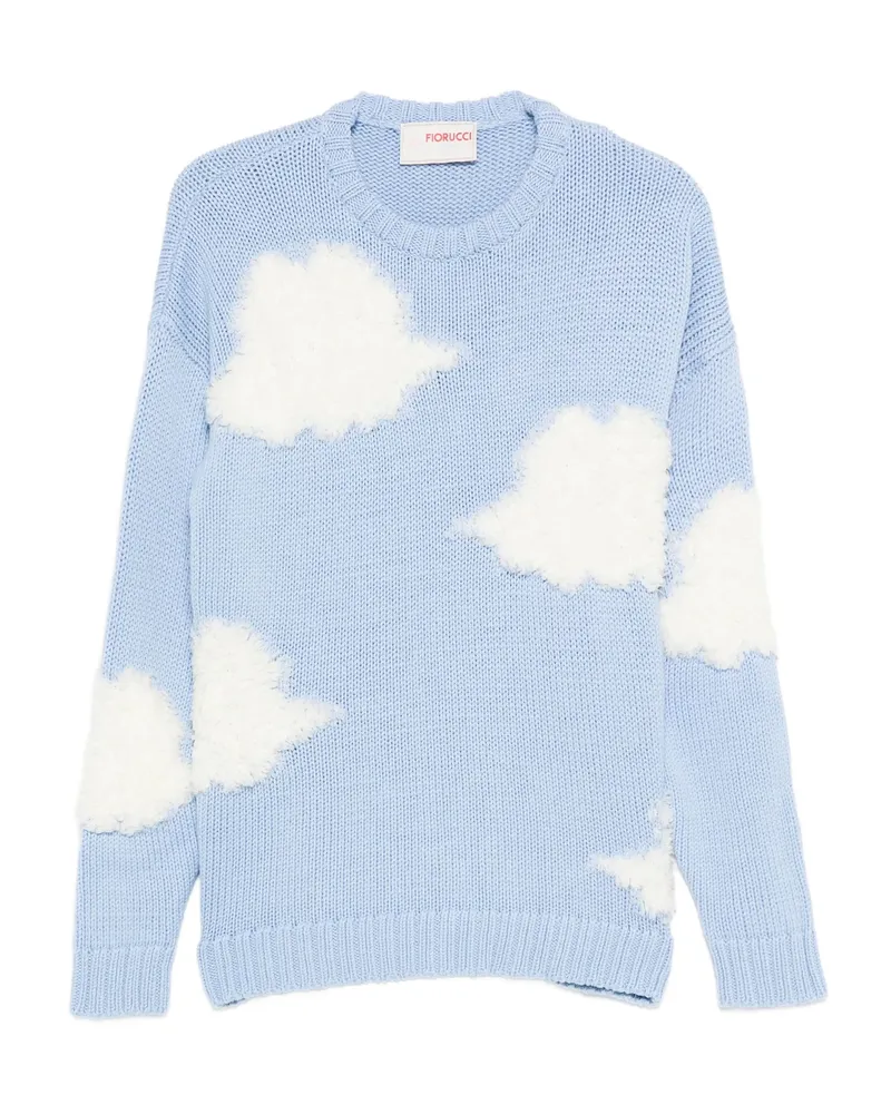 Fiorucci Cloud-appliqué Wool Sweater Blue