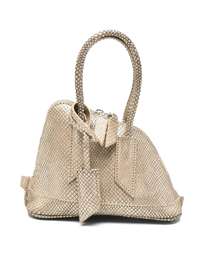 ATTICO Mini Sant Ambroeus Snakeskin-effect Asymmetric Tote Bag Gold