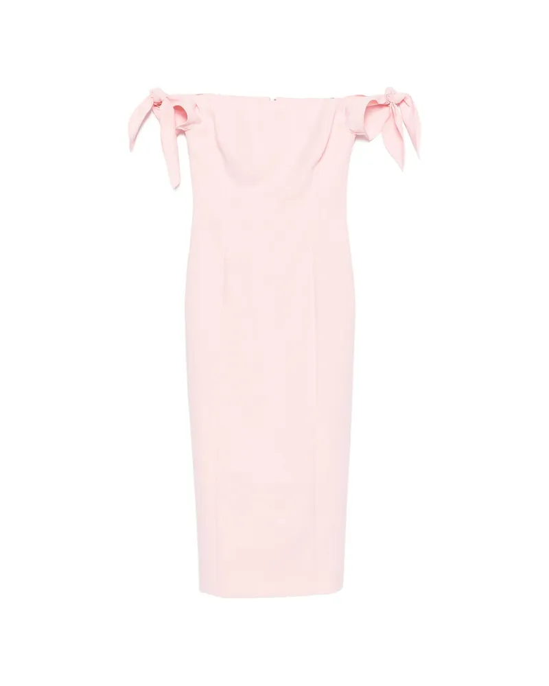 Carolina Herrera New York Off-shoulder Bow-detail Midi Dress Pink