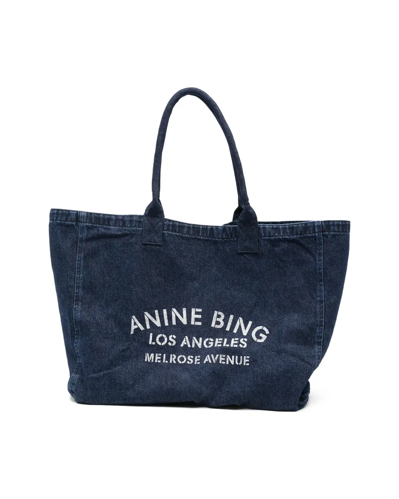 Anine Bing Logo-print Shoulder Bag Blue
