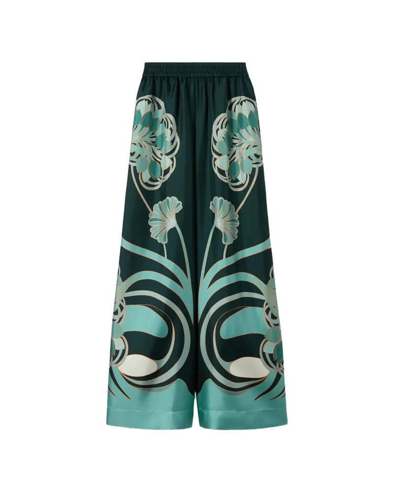 La DoubleJ Floral Print Palazzo Trousers Green
