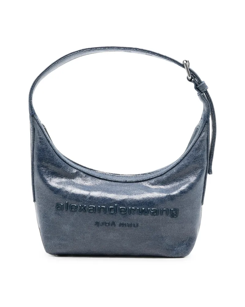 Alexander Wang Crinkled-effect Logo-debossed Shoulder Bag Blue