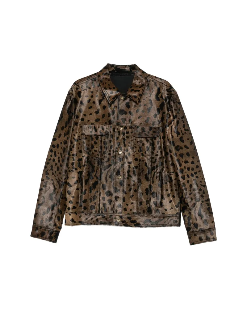 Salvatore Santoro Leopard-print Shearling Jacket Brown