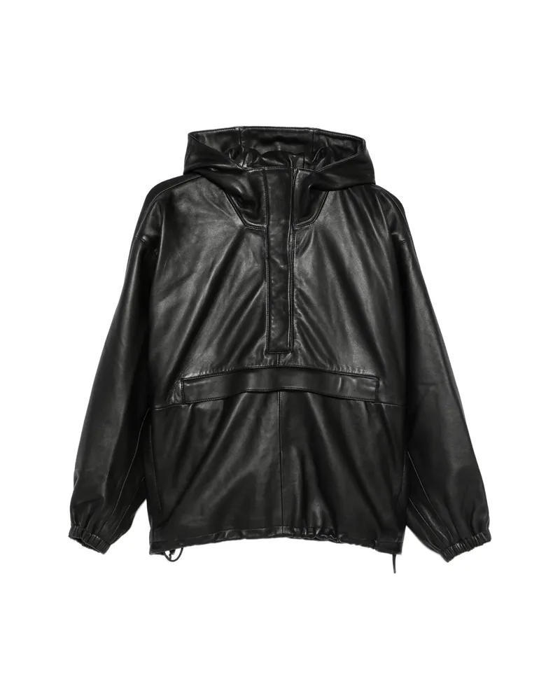 Róhe Hooded Leather Jacket Black