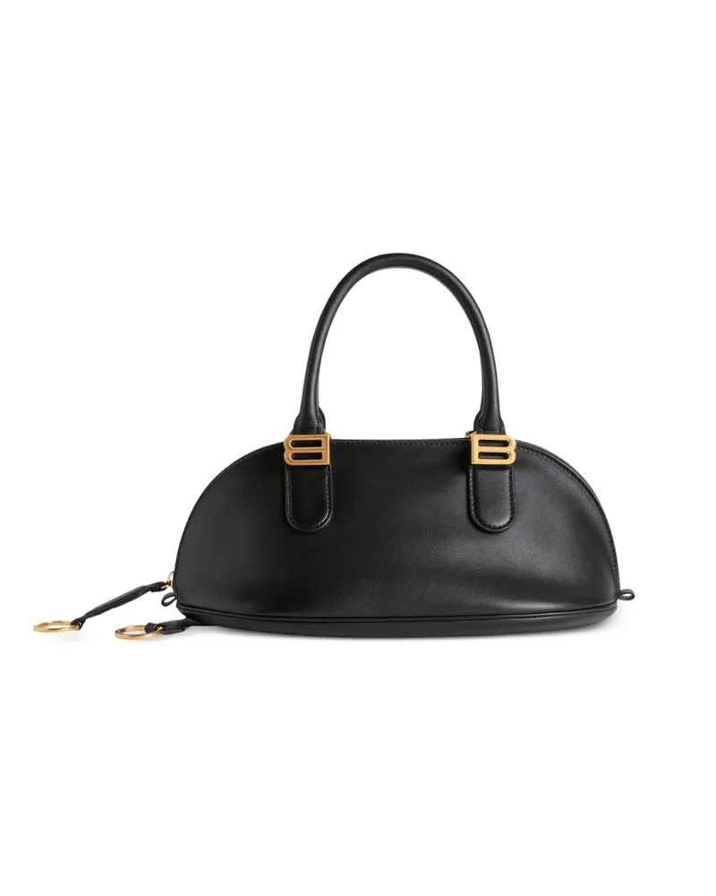 Balenciaga Mini Bolero Bowling Leather Tote Bag Black