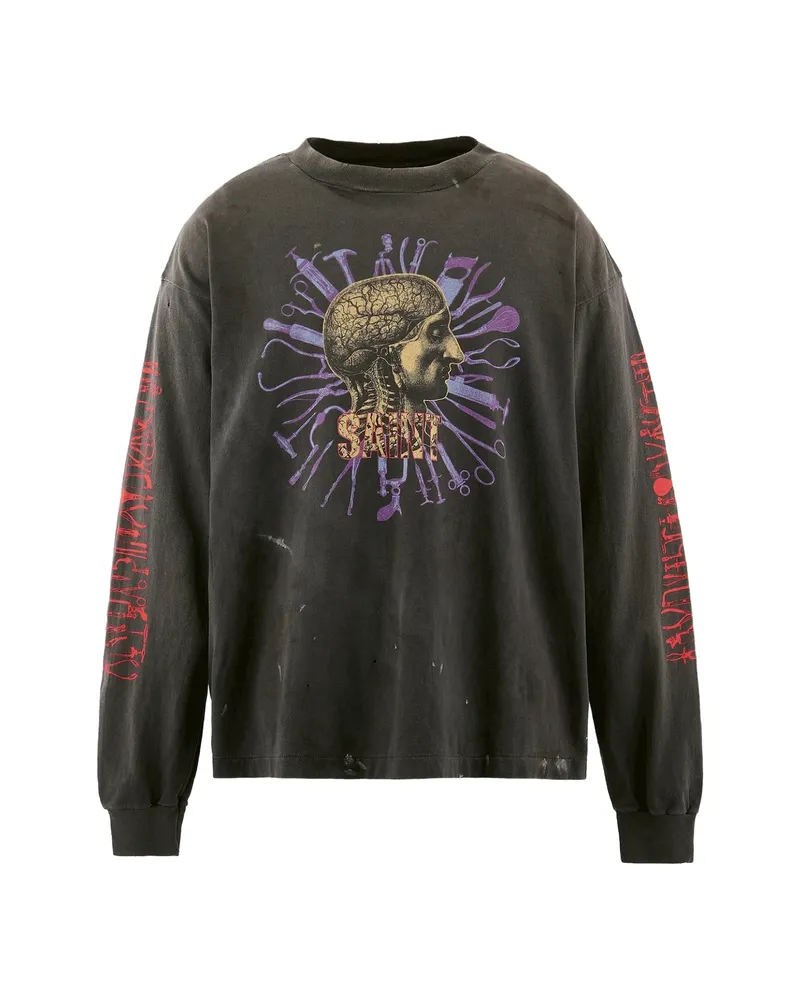 SAINT MXXXXXX Long-sleeve Printed T-shirt Grey