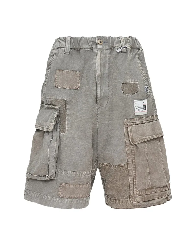 MIHARAYASUHIRO Repaired Cotton Cargo Shorts Grey