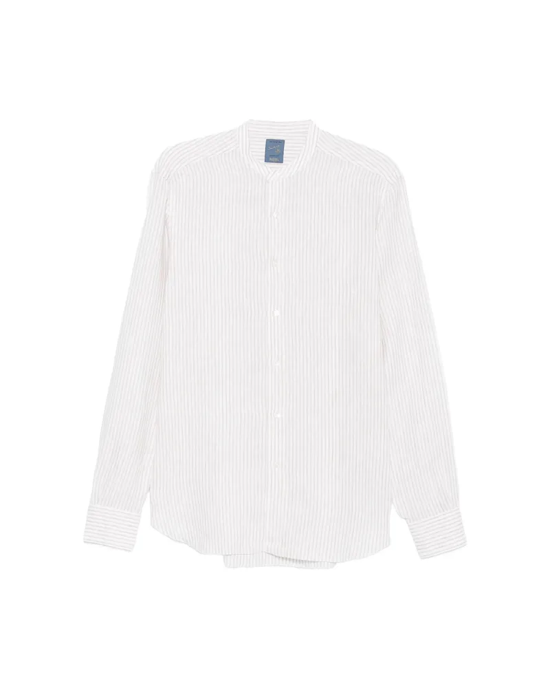 BARBA Striped Collarless Shirt White