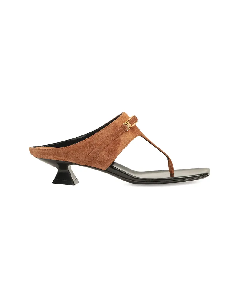 Sergio Rossi Bitt Buckle Sandals Brown