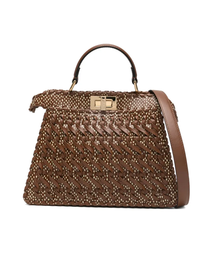 Fendi Small Peekaboo ISeeU Tote Bag Brown