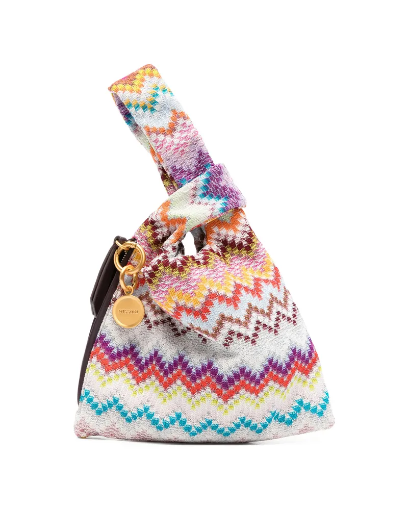 Missoni Raschel Zig Zag Handle Tote Bag White