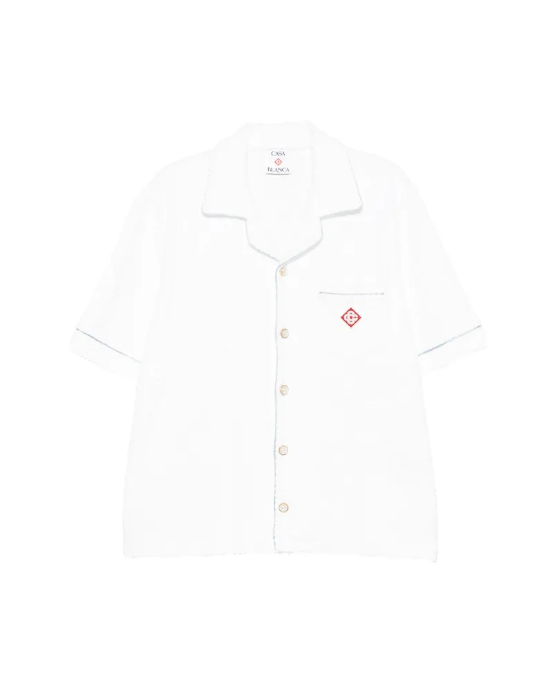 Casablanca Paris Logo-embroidered Textured-finish Shirt White