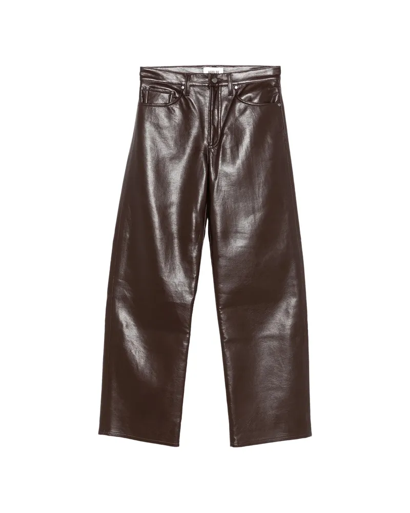 AGOLDE Coated Wide-leg Trousers Brown