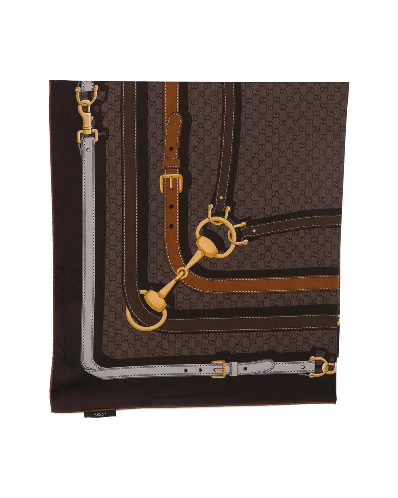 Gucci GG Supreme Horsebit Scarf Neutrals