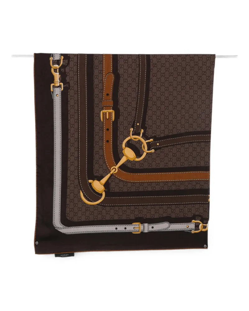 Gucci GG Supreme Horsebit Scarf Neutrals
