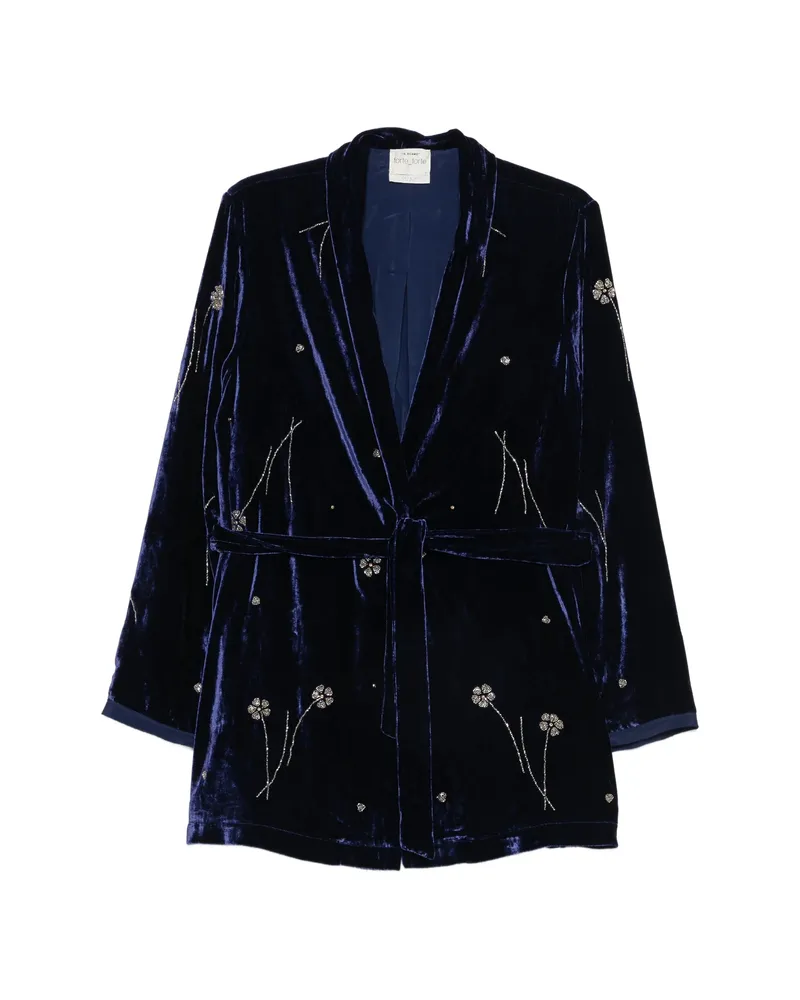 forte_forte Bead-embellished Velvet Jacket Blue