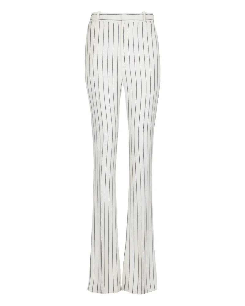 Balmain Pinstripe Flared-leg Trousers White