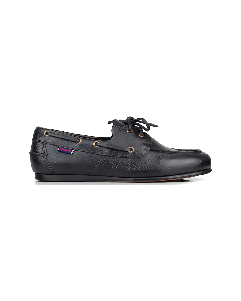 Sebago Owen Tumbled Eyelet Lace-up Loafers Black