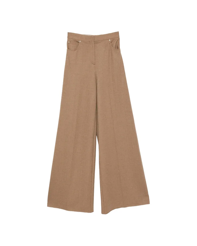 Max Mara Herringbone Wide-leg Trousers Brown