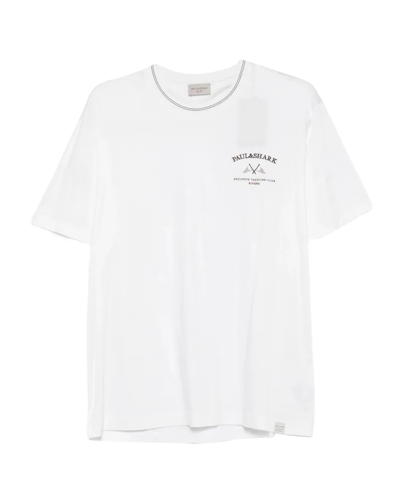 Paul & Shark Logo-embroidered Crew-neck T-shirt White