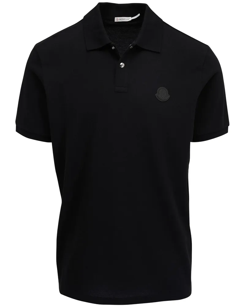 Moncler Logo-patch Cotton Polo Shirt Black