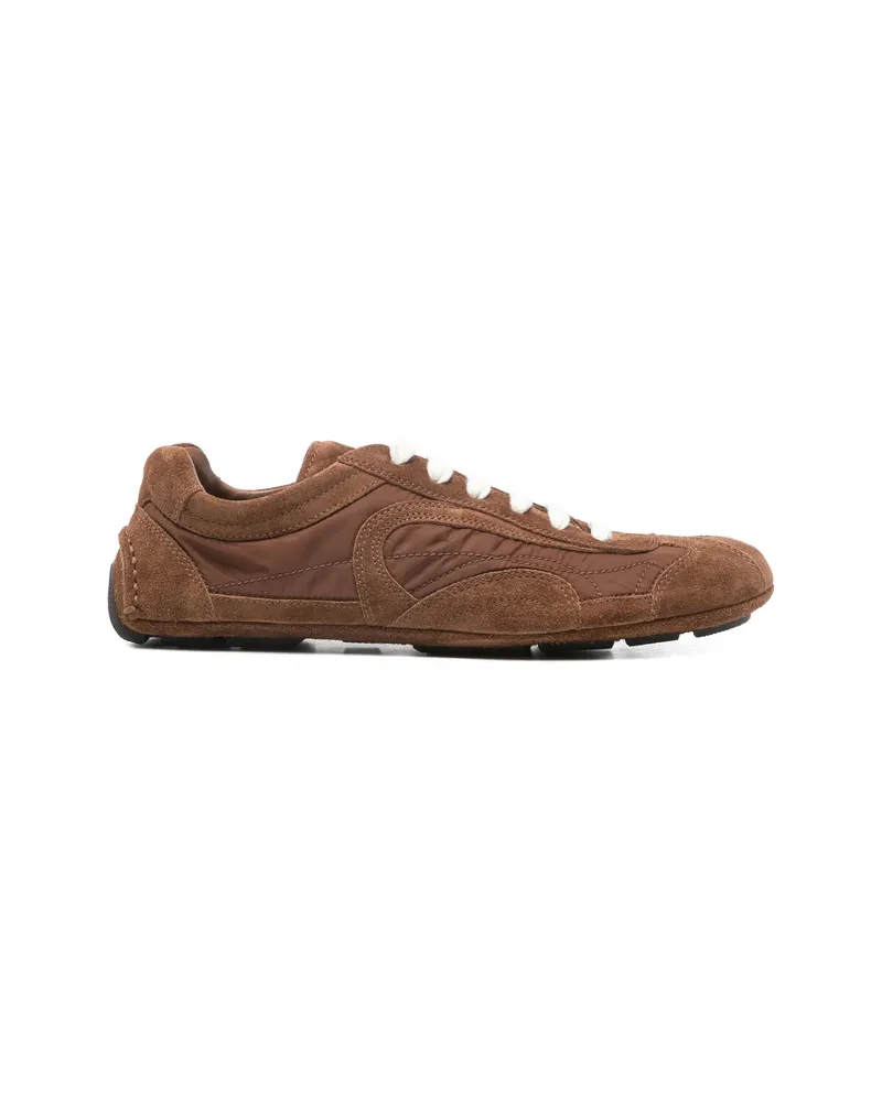 Prada Montecarlo Re-Edition 2005 Topstitched Sneakers Brown