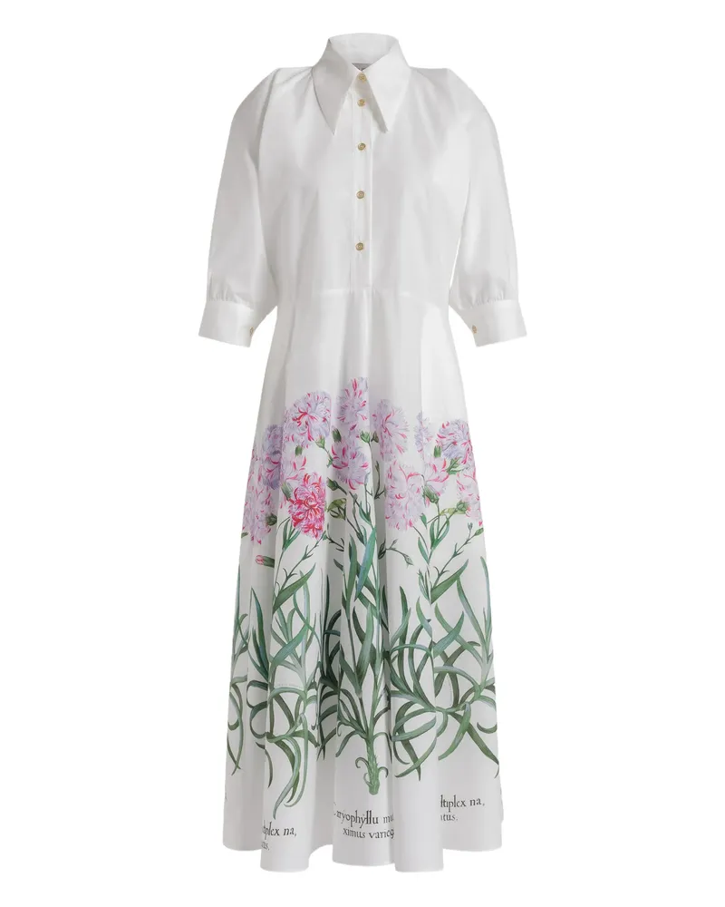Alberta Ferretti Floral Print Shirt Dress White