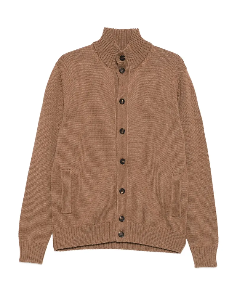 Zanone High-neck Button-fastening Cardigan Brown