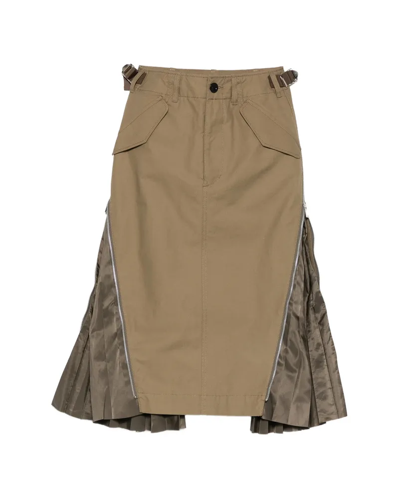 Sacai Zip-detail Midi Skirt Green