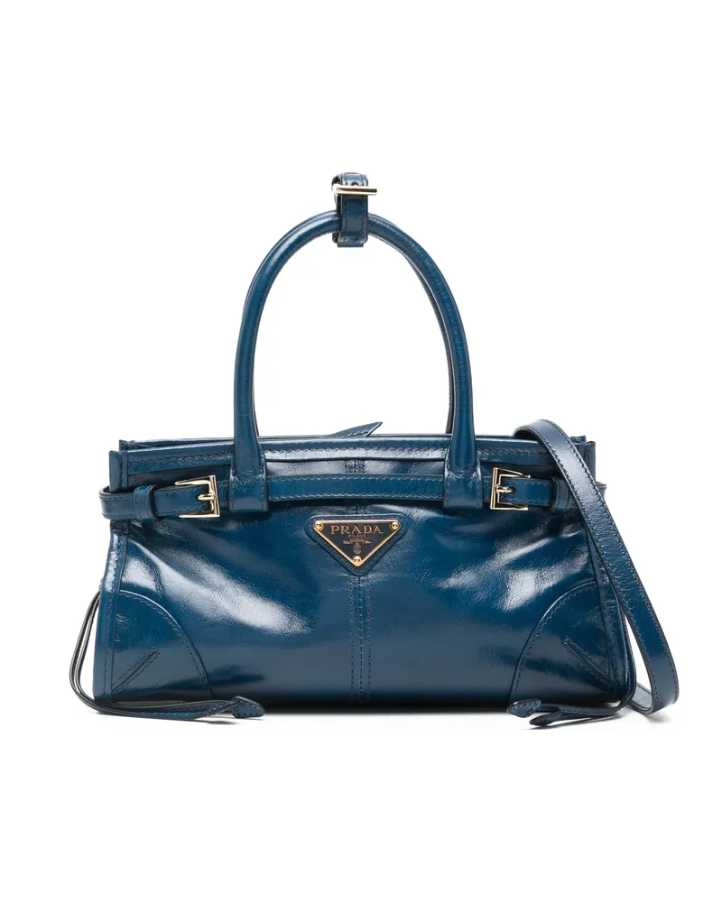 Prada Mini Bonnie Buckle-detail Tote Bag Blue
