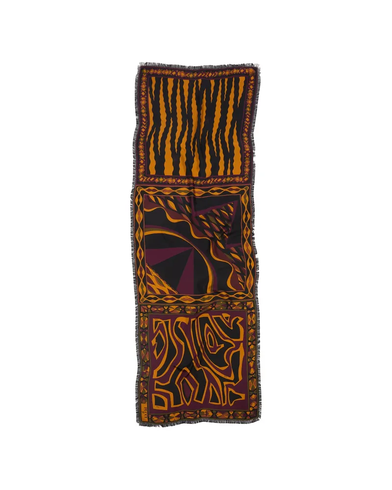 Emilio Pucci Mixed Print Silk Stole Black