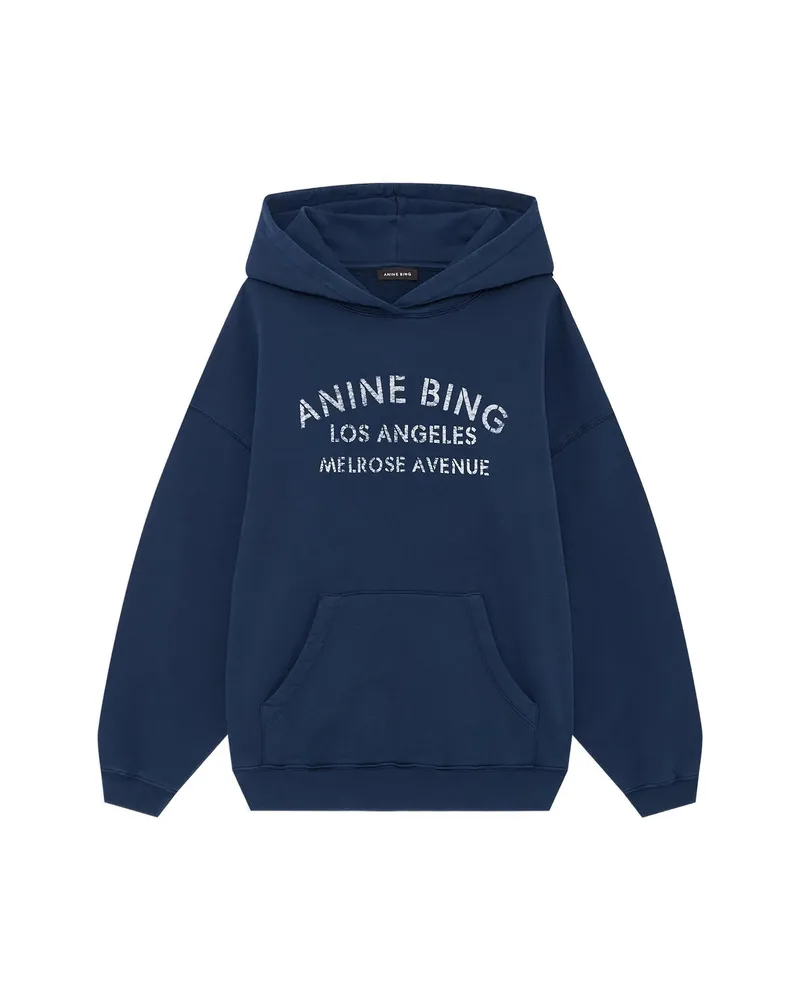 Anine Bing Harvey Logo-detail Hoodie Blue