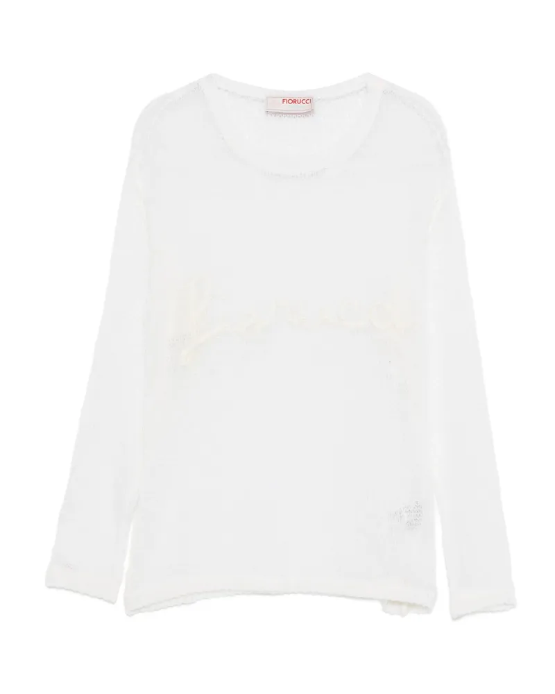 Fiorucci Embroidered Mesh Sweater White