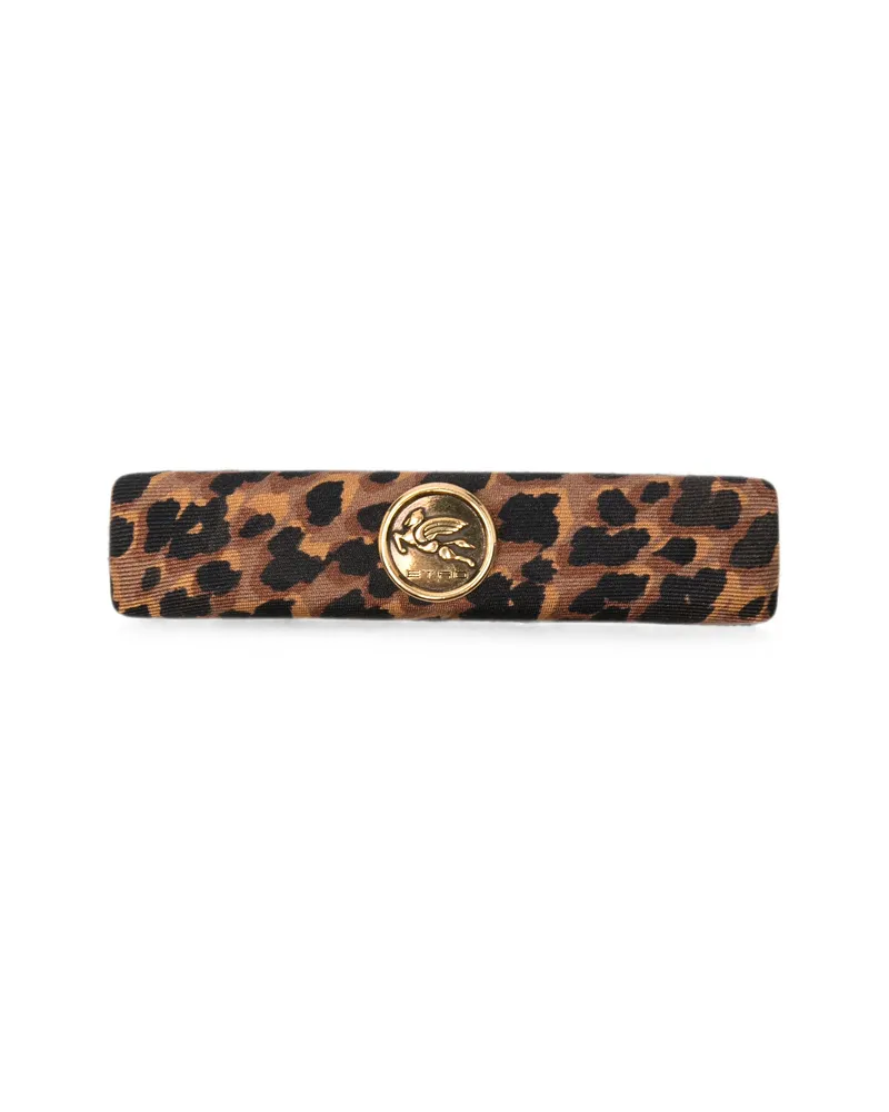 Etro Pegasus Leopard-print Hair Clip Brown