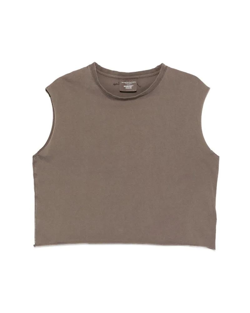 Majestic Logo-embroidered Sleeveless T-shirt Brown