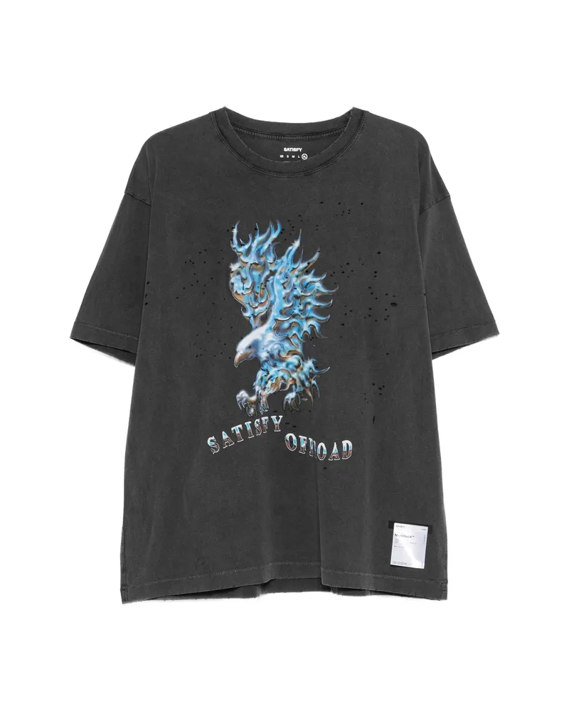 Satisfy Distressed Graphic-print T-shirt Grey