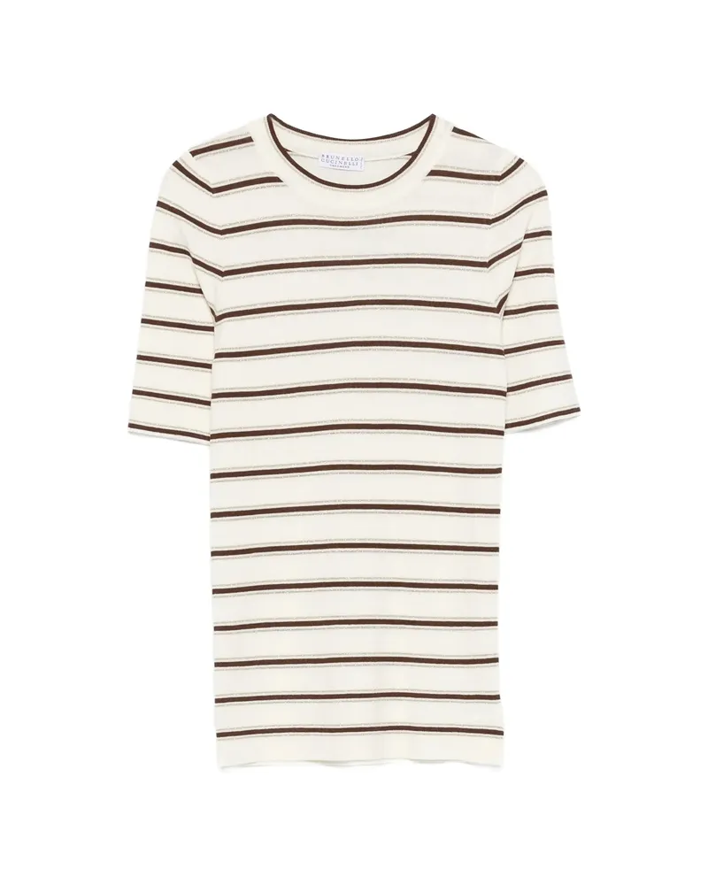 Brunello Cucinelli Striped-pattern T-shirt Neutrals