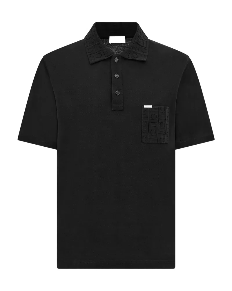 Ferragamo Jacquard Pocket Polo Shirt Black