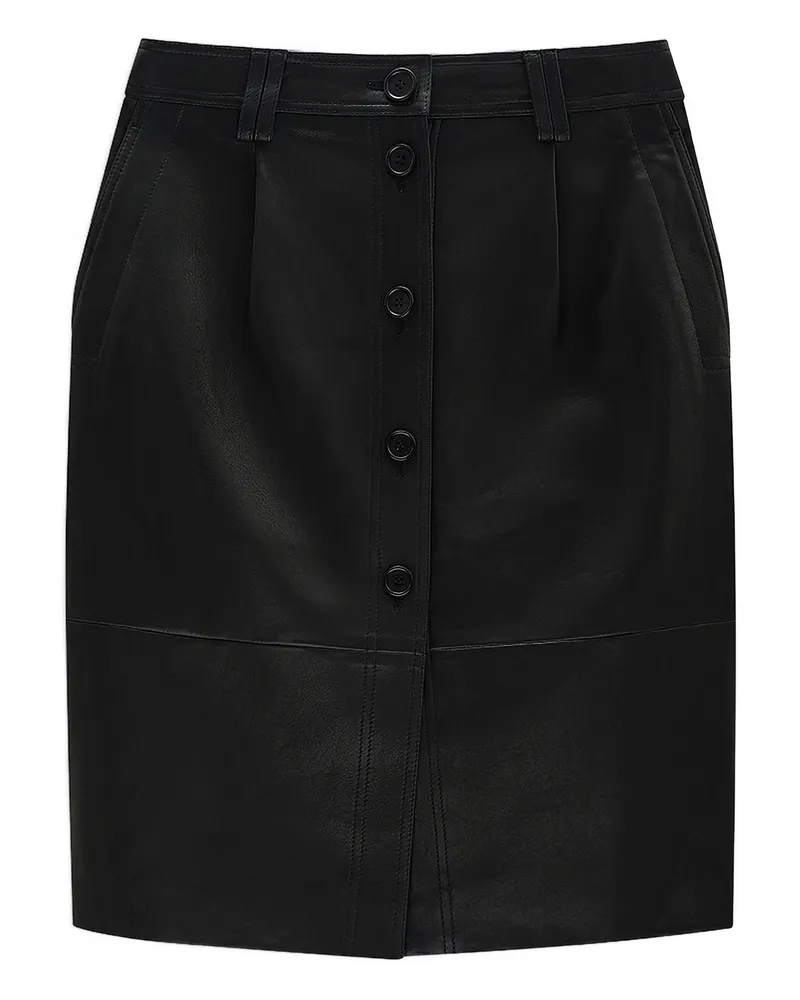 Anine Bing Button-front Leather Skirt Black