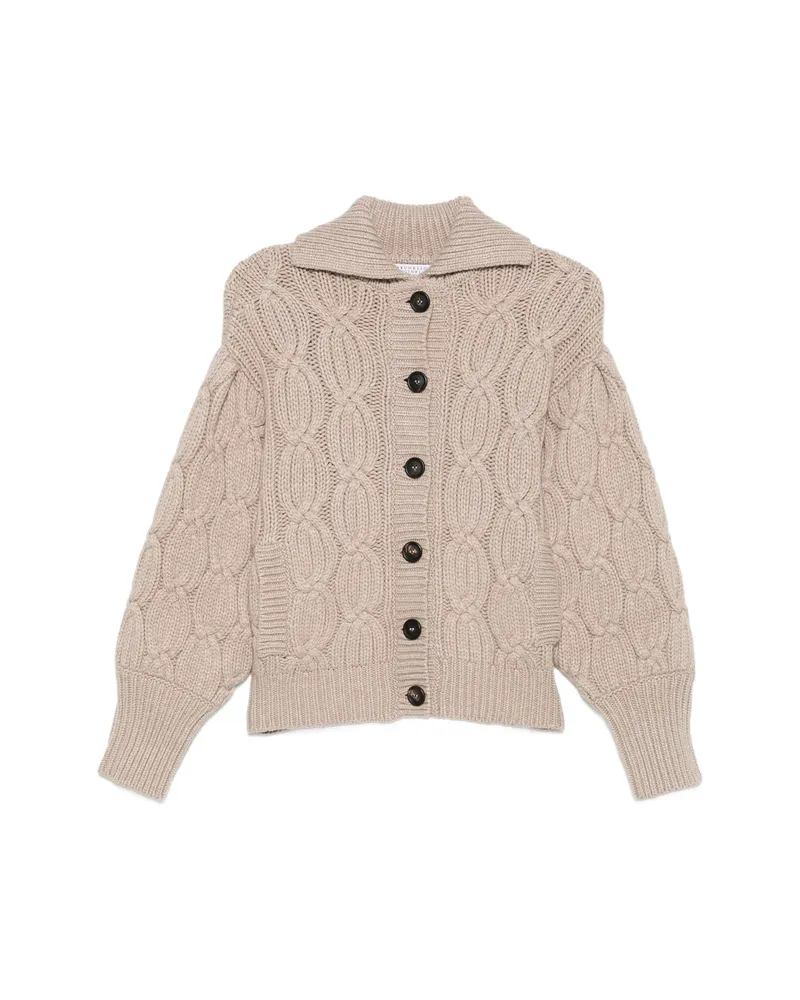 Brunello Cucinelli Cable-knit Button-up Cardigan Neutrals