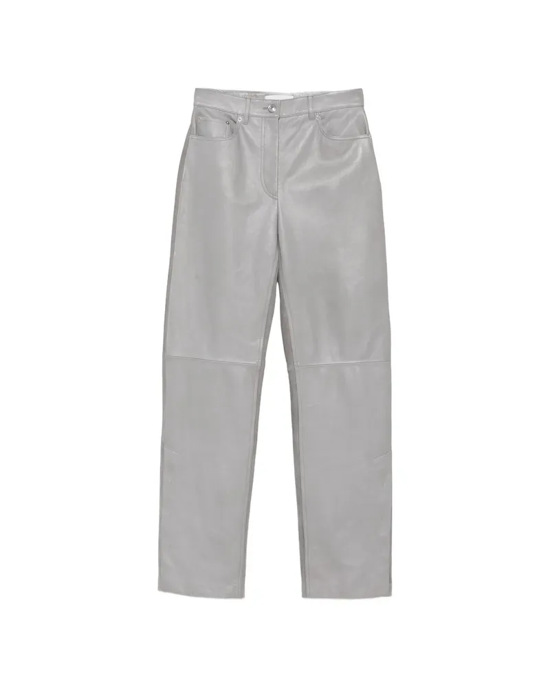 SPORTMAX Paneled Leather Trousers Grey