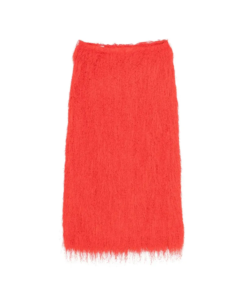 Dries van Noten Fringed Midi Skirt Red