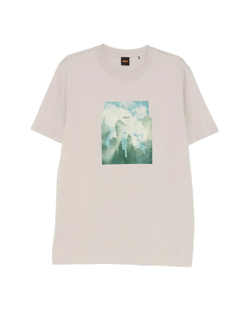 HUGO BOSS Graphic-print Short-sleeve T-shirt Neutrals