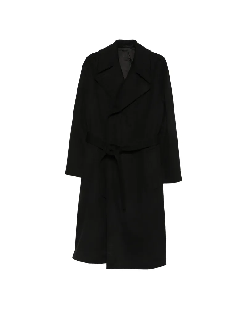 Caruso Belted Notch-lapels Coat Black